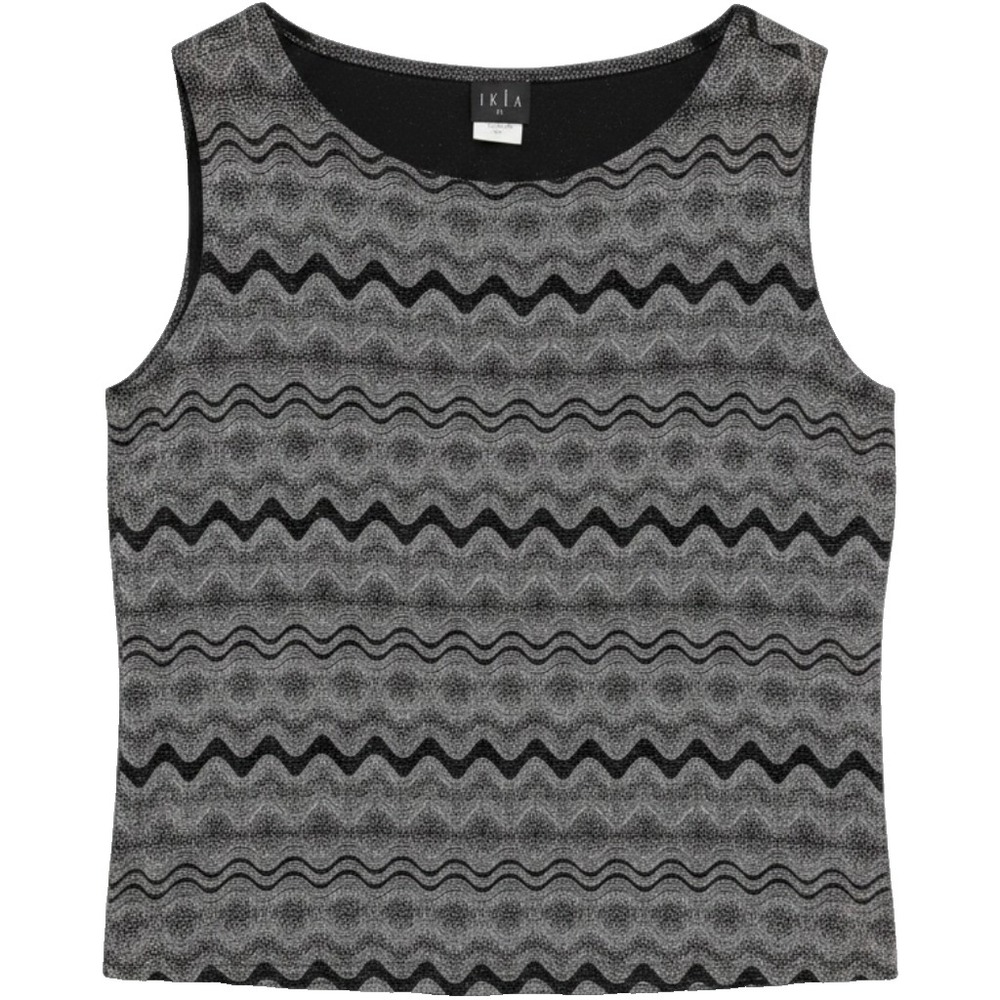 JKLA II Vintage Top Womens 3X Silver Black Metallic Textured Wavy Chevron Shell